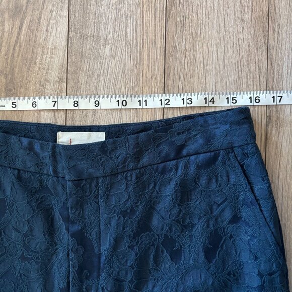 Anthropologie Jacquard Slim Fit Navy Blue Pants Size 10 Holiday Office - Picture 6 of 12